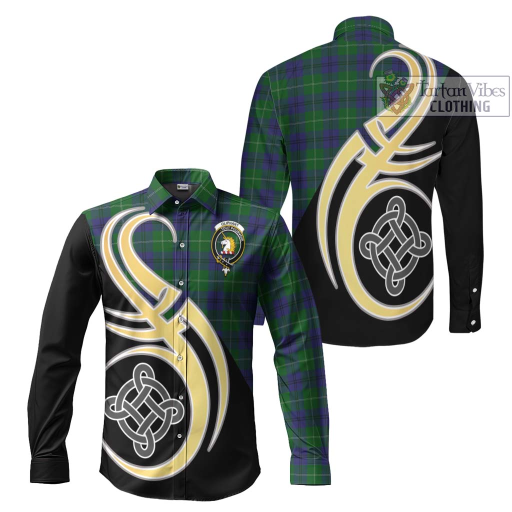 Oliphant Tartan Long Sleeve Button Shirt with Family Crest and Celtic Symbol Style Men's Shirt S - Tartan Vibes Clothing