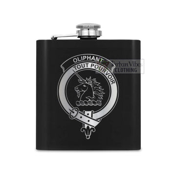 Oliphant Crest Hip Flask Set 7oz Black Stainless Steel with A Gift Box One Size 7oz - 2D-tartanvibesclothing