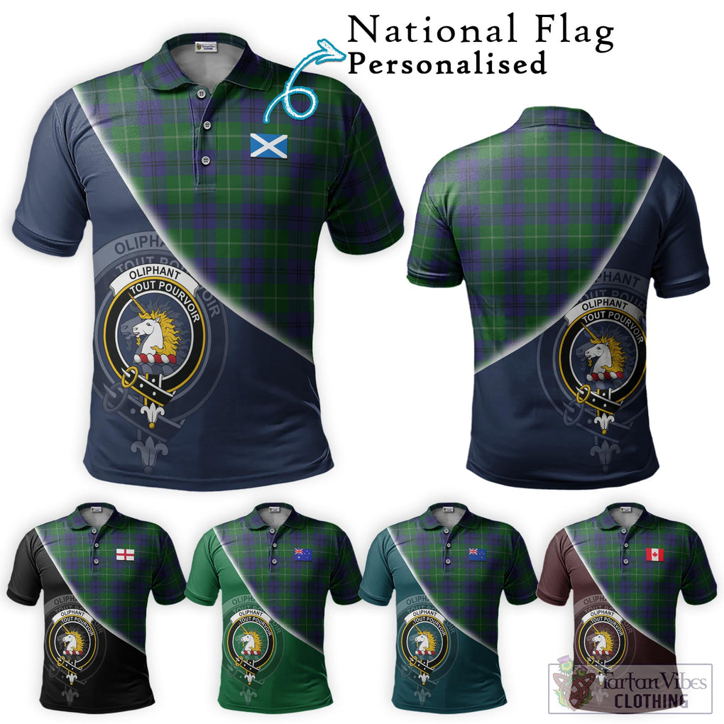 Oliphant Tartan Polo Shirt with Personalised National Flag and Family Crest Half Style Maroon - Tartanvibesclothing Shop