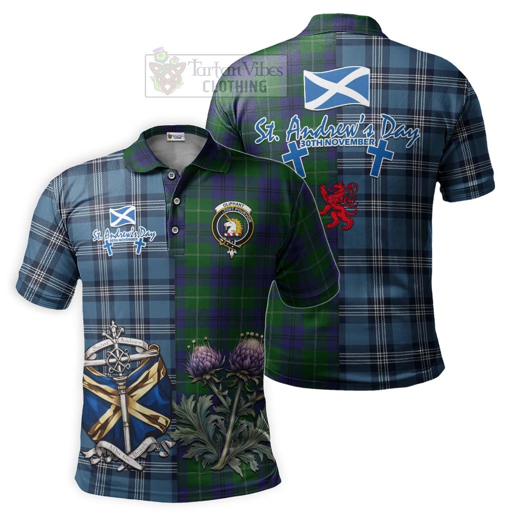 Tartan Vibes Clothing Oliphant Tartan Polo Shirt Happy St. Andrew's Day Half Tartan Style