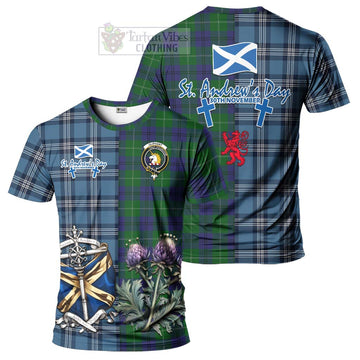 Oliphant Tartan T-Shirt Happy St. Andrew's Day Half Tartan Style