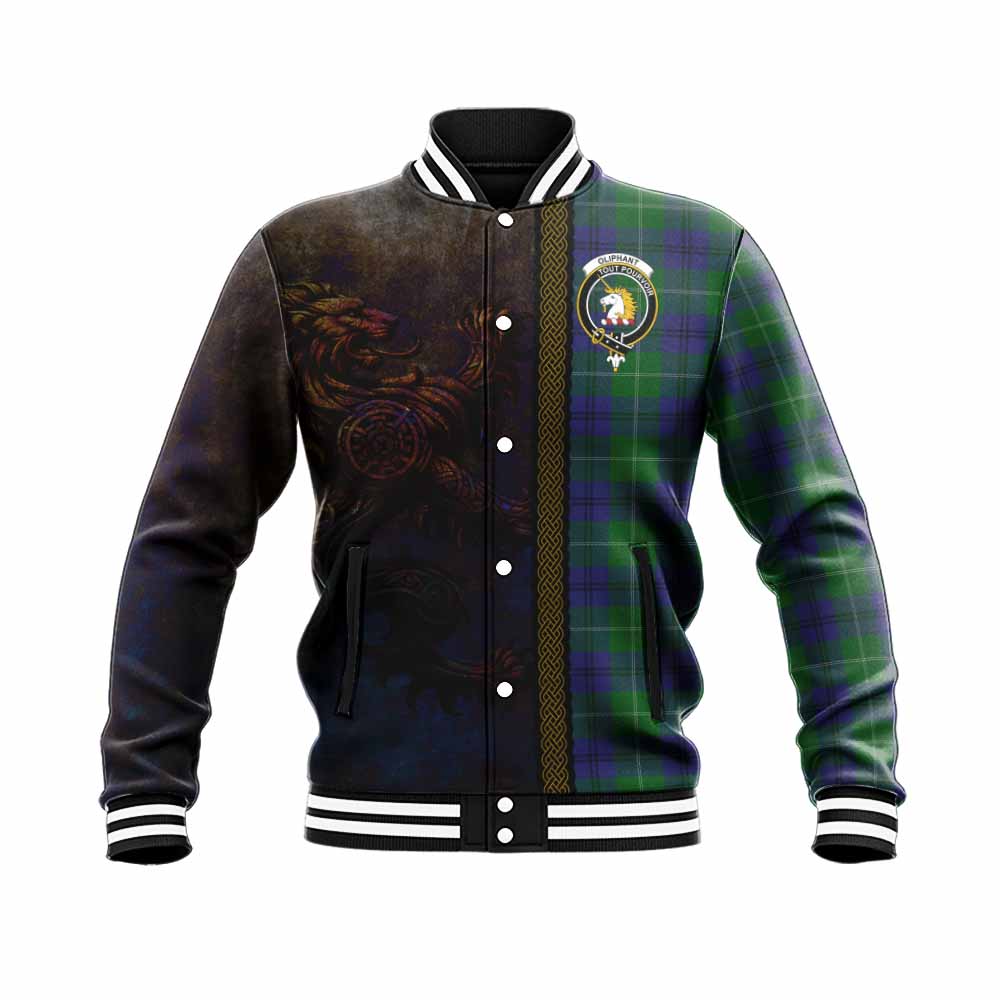 Oliphant Tartan Family Crest Baseball Jacket Alba Gu Brath Be Brave Lion Ancient Style Unisex - Tartan Vibes Clothing