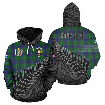 Oliphant Crest Tartan Hoodie with New Zealand Silver Fern Half Style