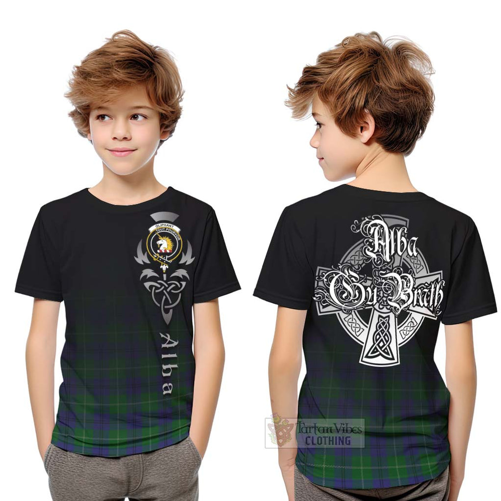 Tartan Vibes Clothing Oliphant Tartan Kid T-Shirt Featuring Alba Gu Brath Family Crest Celtic Inspired