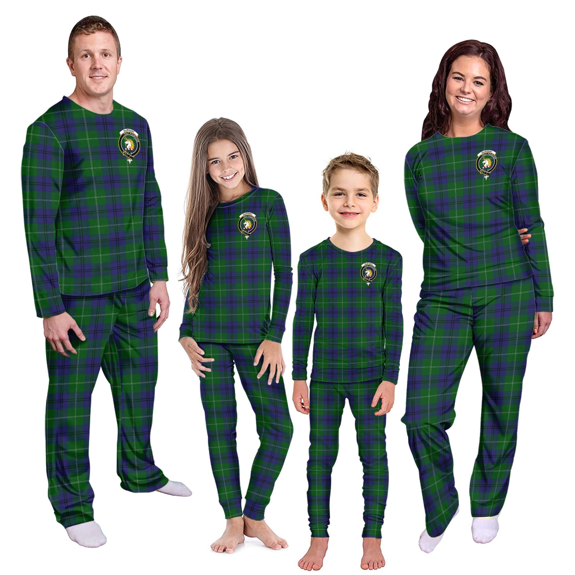 Oliphant Tartan Pajamas Family Set with Family Crest - Tartanvibesclothing