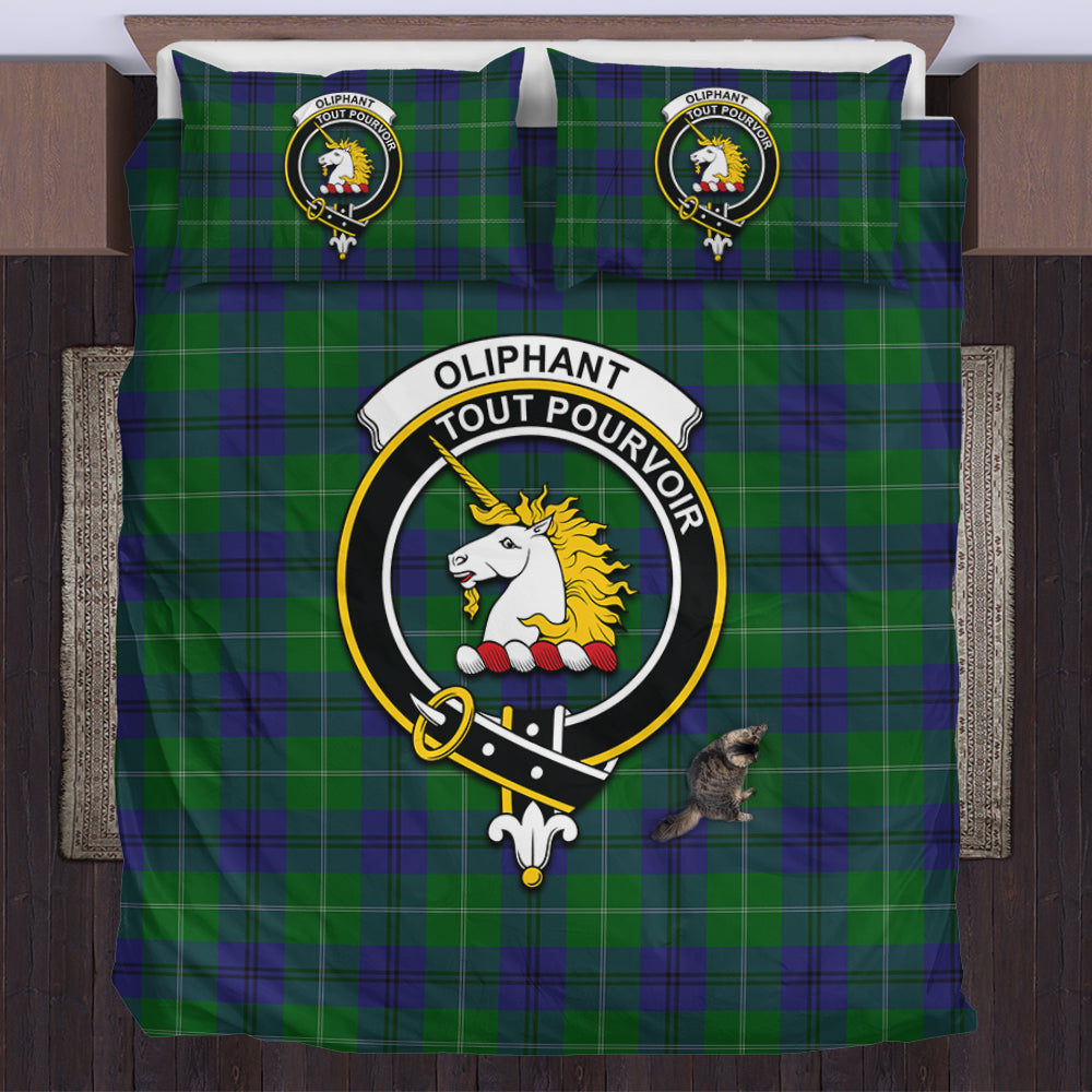 Oliphant Tartan Bedding Set with Family Crest UK Bedding Set - Tartan Vibes Clothing