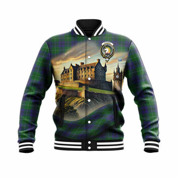 Oliphant Tartan Family Crest Baseball Jacket with Scottish Ancient Castle Style Unisex - Tartan Vibes Clothing
