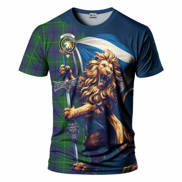 Oliphant Tartan Family Crest T-Shirt with Scottish Majestic Lion