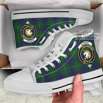 Oliphant Tartan High Top Shoes with Family Crest Kid High Top - White Sole - Tartan Vibes Clothing