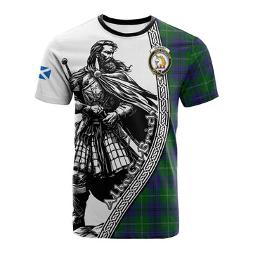 Oliphant Tartan Clan Crest Cotton T-shirt with Highlander Warrior Celtic Style