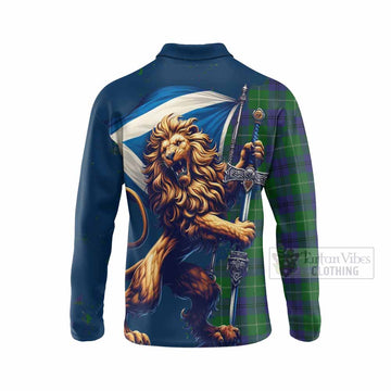 Oliphant Tartan Family Crest Long Sleeve Polo Shirt with Scottish Majestic Lion - Tartan Vibes Clothing