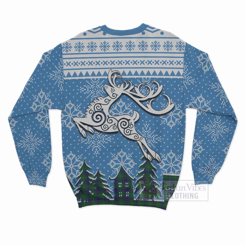Oliphant Clan Christmas Sweatshirt Celtic Reindeer Style - Tartan Vibes Clothing
