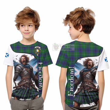 Oliphant Crest Tartan Kid T-Shirt Inspired by the Freedom of Scottish Warrior