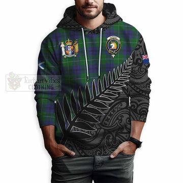 Oliphant Crest Tartan Hoodie with New Zealand Silver Fern Half Style