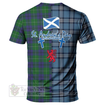 Oliphant Tartan T-Shirt Happy St. Andrew's Day Half Tartan Style