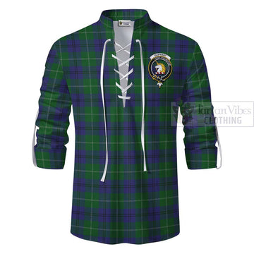 Oliphant Tartan Ghillie Kilt Shirt with Family Crest Celtic Skull Style - Tartan Vibes Clothing