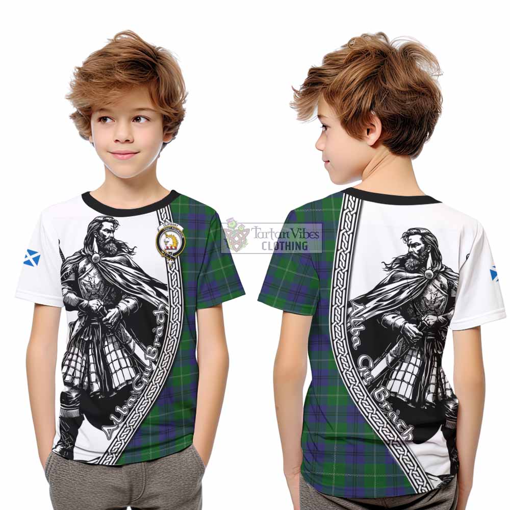 Oliphant Tartan Clan Crest Kid T-Shirt with Highlander Warrior Celtic Style