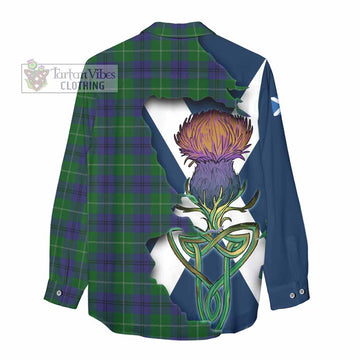 Oliphant Tartan Family Crest Women's Casual Shirt Scottish Thistle Celtic Inspired - Tartan Vibes Clothing