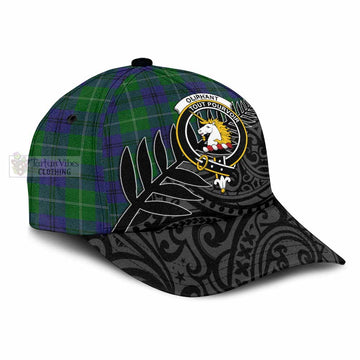 Oliphant Tartan Classic Cap with New Zealand Silver Fern Half Style