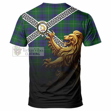 Oliphant Crest Tartan T-Shirt with Golden Lion Emblem Celtic Style - Tartan Vibes Clothing
