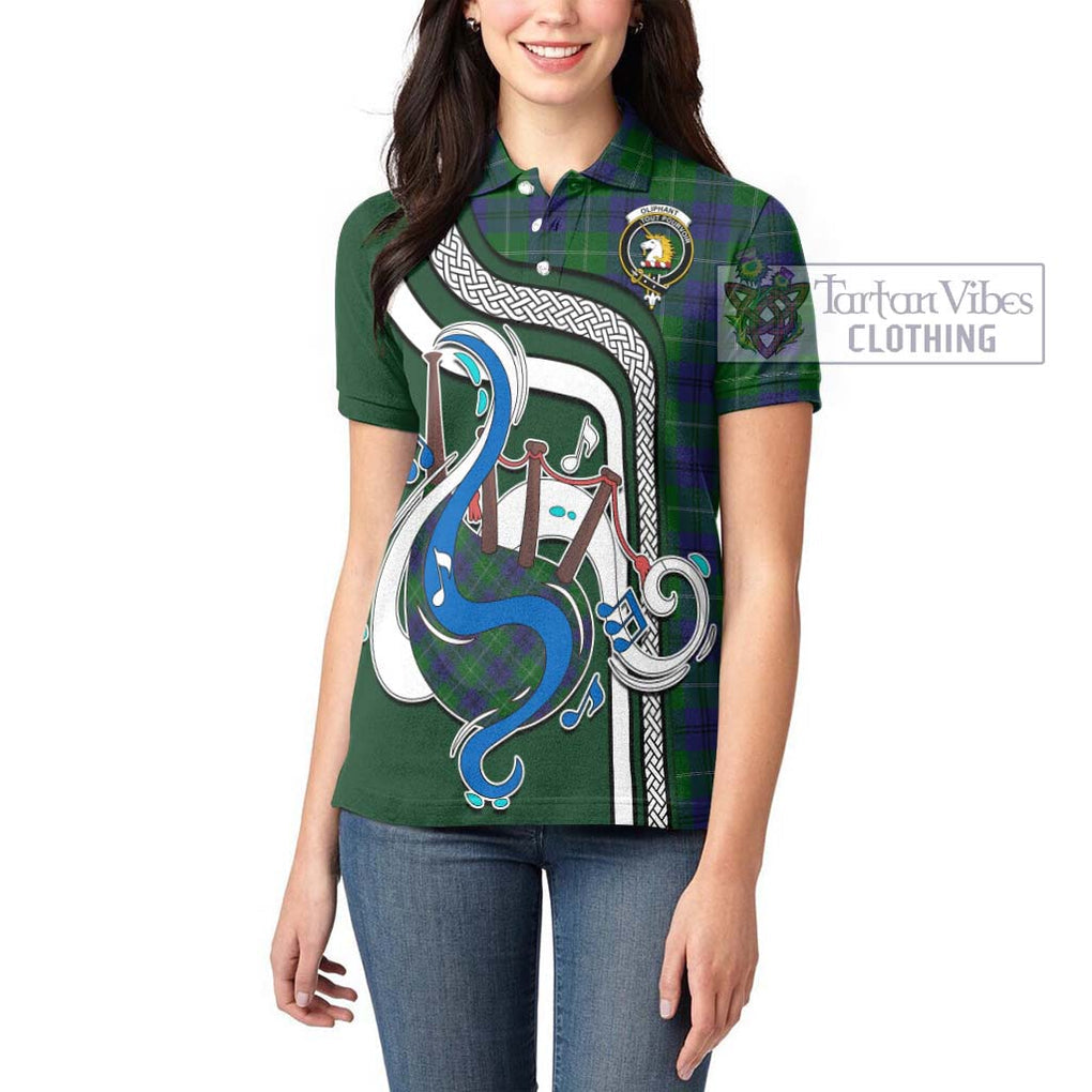 Oliphant Tartan Women's Polo Shirt with Epic Bagpipe Style - Tartanvibesclothing Shop