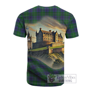 Oliphant Tartan Family Crest Cotton T-shirt with Scottish Ancient Castle Style - Tartan Vibes Clothing