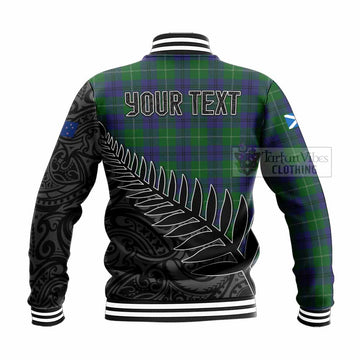 Oliphant Crest Tartan Baseball Jacket with New Zealand Silver Fern Half Style - Tartan Vibes Clothing