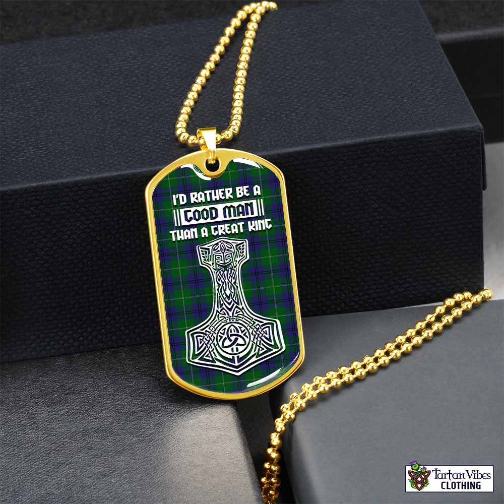 Oliphant Tartan Dog Tag Necklace Viking Mjolnir Style Gold No - Tartan Vibes Clothing