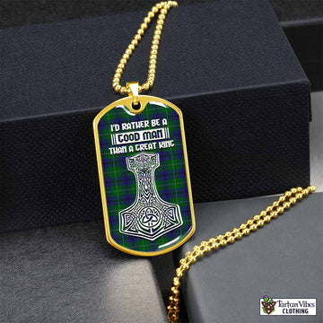 Oliphant Tartan Dog Tag Necklace Viking Mjolnir Style Gold No - Tartan Vibes Clothing
