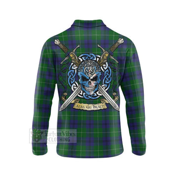 Oliphant Tartan Long Sleeve Polo Shirt with Family Crest Celtic Skull Style - Tartan Vibes Clothing