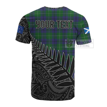 Oliphant Crest Tartan Cotton T-shirt with New Zealand Silver Fern Half Style