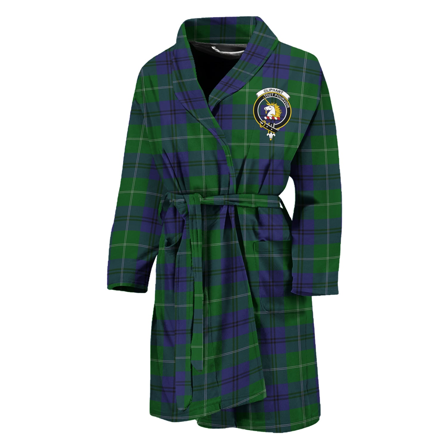 Oliphant Tartan Bathrobe with Family Crest Unisex M - Tartan Vibes Clothing