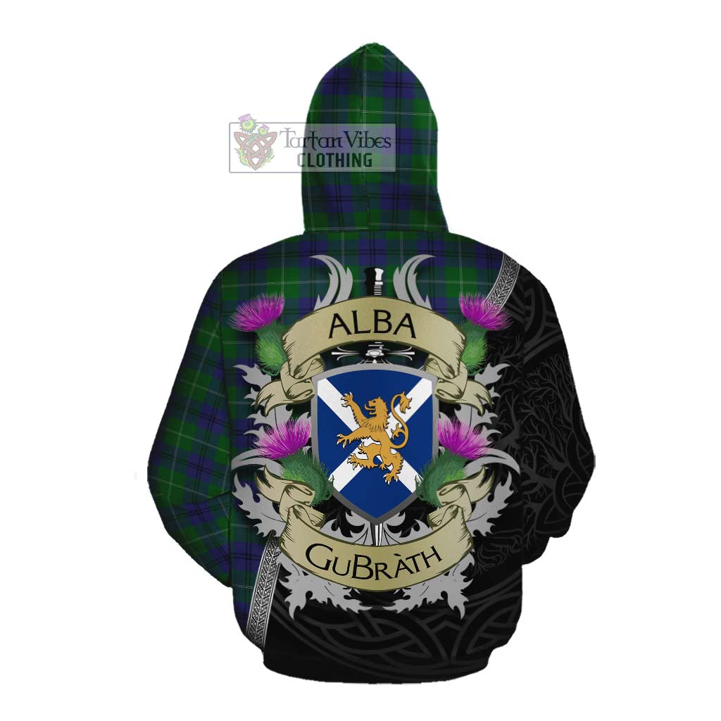 Oliphant Tartan Family Crest Cotton Hoodie Lion Rampant Royal Thistle Shield Celtic Inspired Pullover Hoodie - Tartan Vibes Clothing