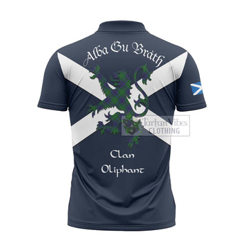 Oliphant Tartan Lion Rampant Zipper Polo Shirt Proudly Display Your Heritage with Alba Gu Brath and Clan Name - Tartan Vibes Clothing