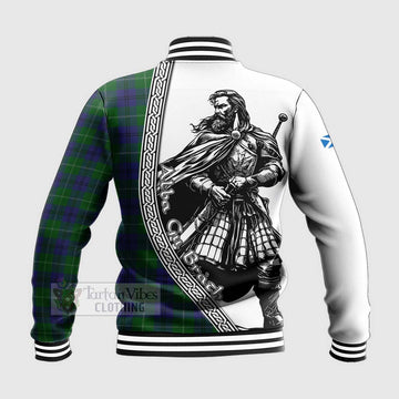 Oliphant Tartan Clan Crest Baseball Jacket with Highlander Warrior Celtic Style - Tartan Vibes Clothing