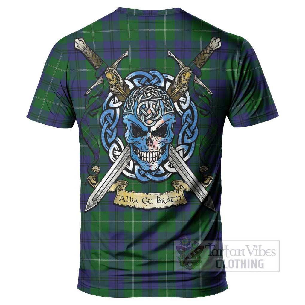 Tartan Vibes Clothing Oliphant Tartan T-Shirt with Family Crest Celtic Skull Style