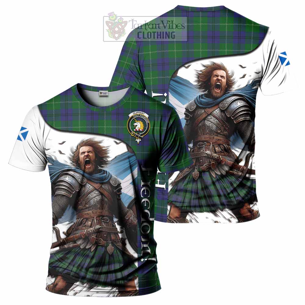 Oliphant Crest Tartan T-Shirt Inspired by the Freedom of Scottish Warrior