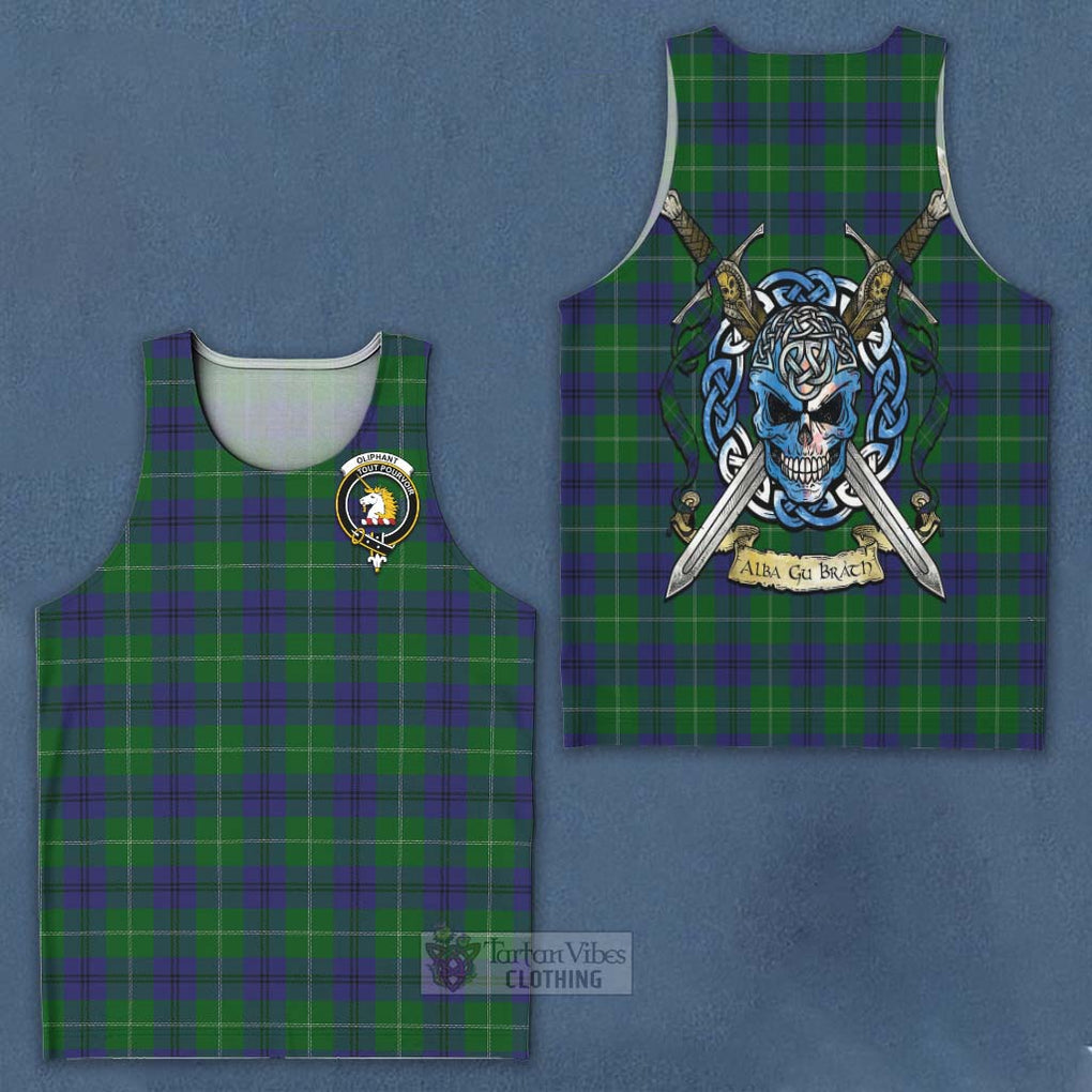 Oliphant Tartan Men's Tank Top with Family Crest Celtic Skull Style - Tartan Vibes Clothing