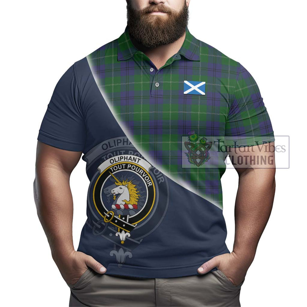 Oliphant Tartan Polo Shirt with Personalised National Flag and Family Crest Half Style - Tartanvibesclothing Shop