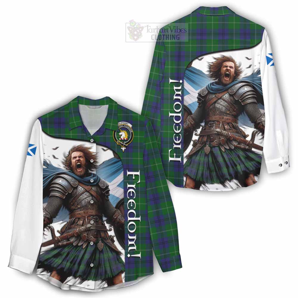 Tartan Vibes Clothing Oliphant Crest Tartan Women's Casual Shirt Inspired by the Freedom of Scottish Warrior