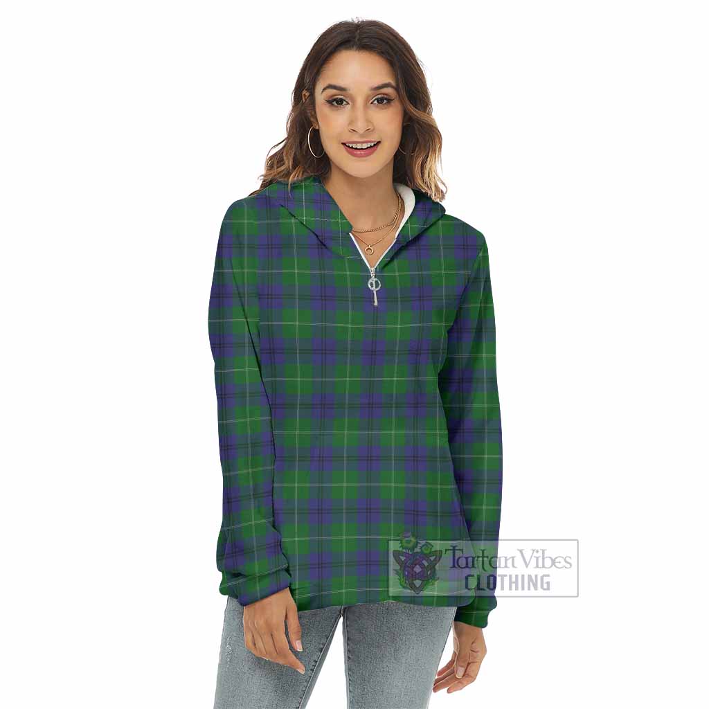 Oliphant Tartan Women's Borg Fleece Hoodie with Half Zip - Tartan Vibes Clothing