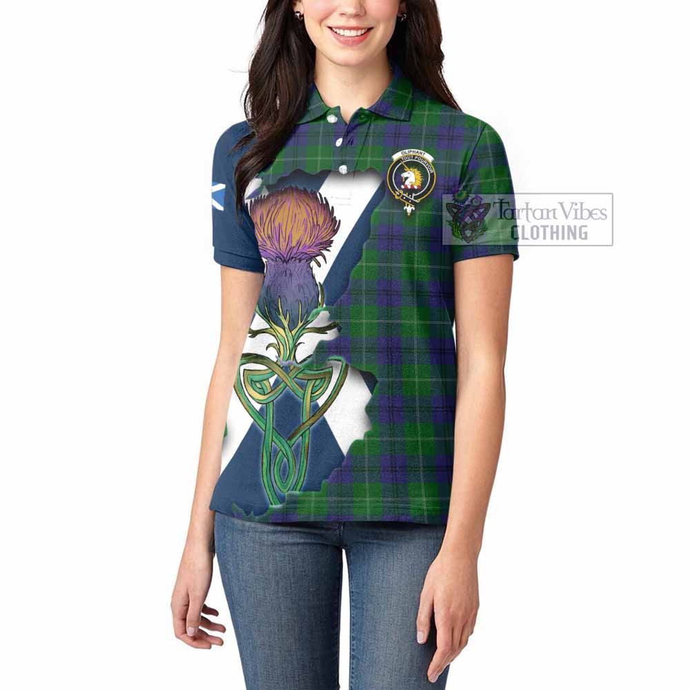 Oliphant Tartan Family Crest Women's Polo Shirt Scottish Thistle Celtic Inspired - Tartan Vibes Clothing