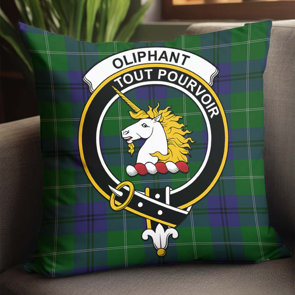 Oliphant Tartan Pillow Cover with Family Crest - Tartanvibesclothing