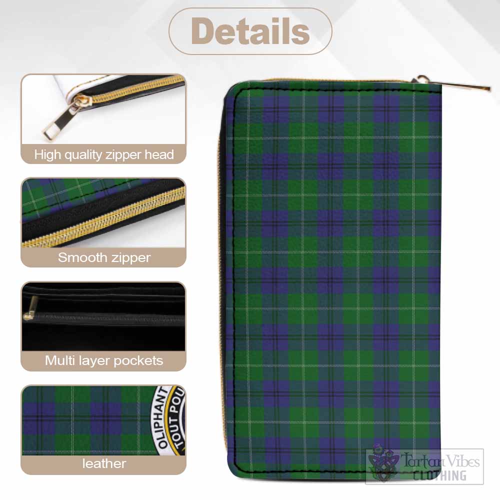 Oliphant Tartan Women's Leather Wallet with Family Crest - Tartan Vibes Clothing