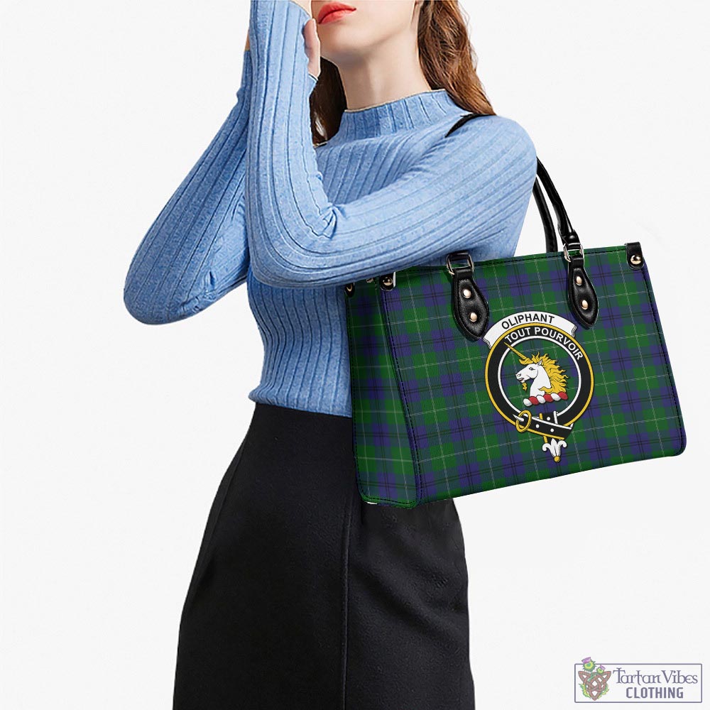 Oliphant Tartan Luxury Leather Handbags with Family Crest - Tartan Vibes Clothing