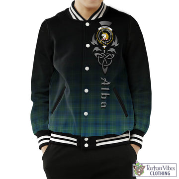 Oliphant Ancient Tartan Baseball Jacket Featuring Alba Gu Brath Family Crest Celtic Inspired