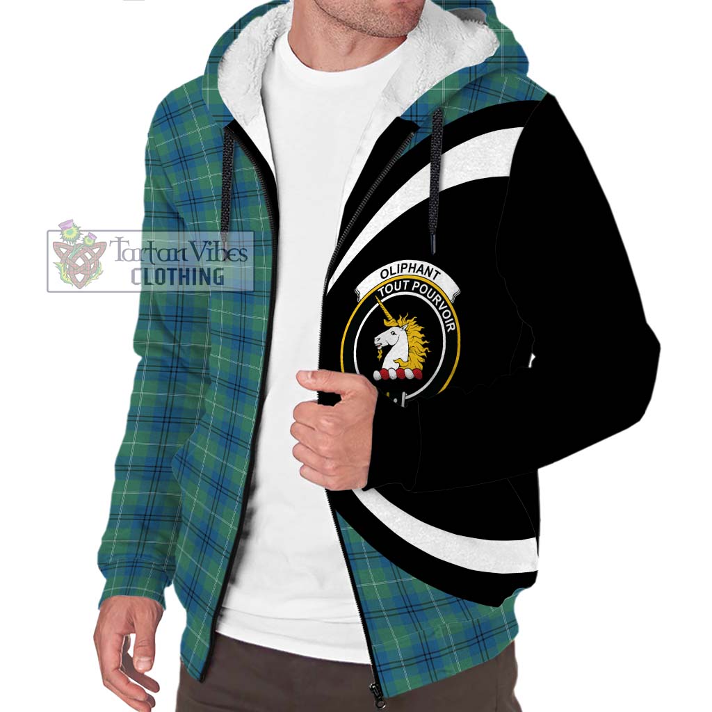 Oliphant Ancient Tartan Sherpa Hoodie with Family Crest Circle Style Unisex S - Tartan Vibes Clothing