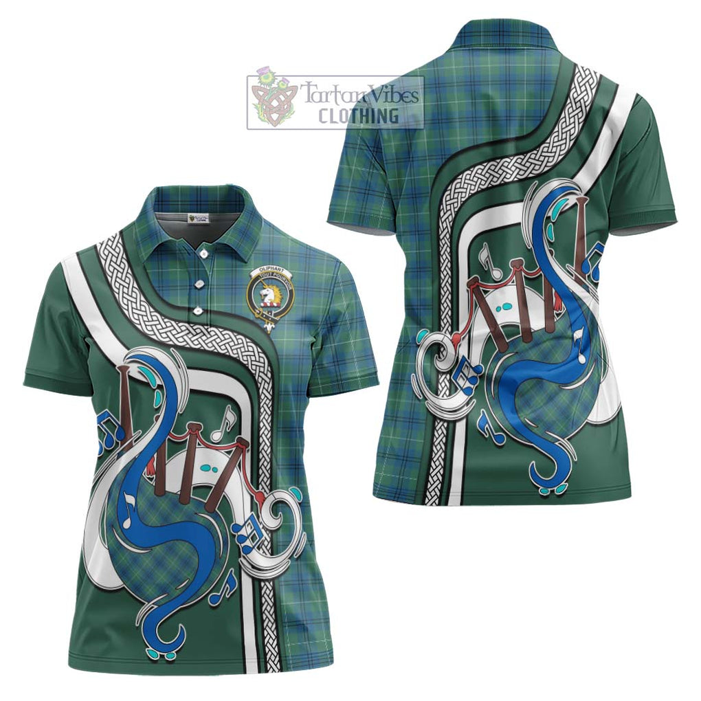 Oliphant Ancient Tartan Women's Polo Shirt with Epic Bagpipe Style Women - Tartanvibesclothing Shop