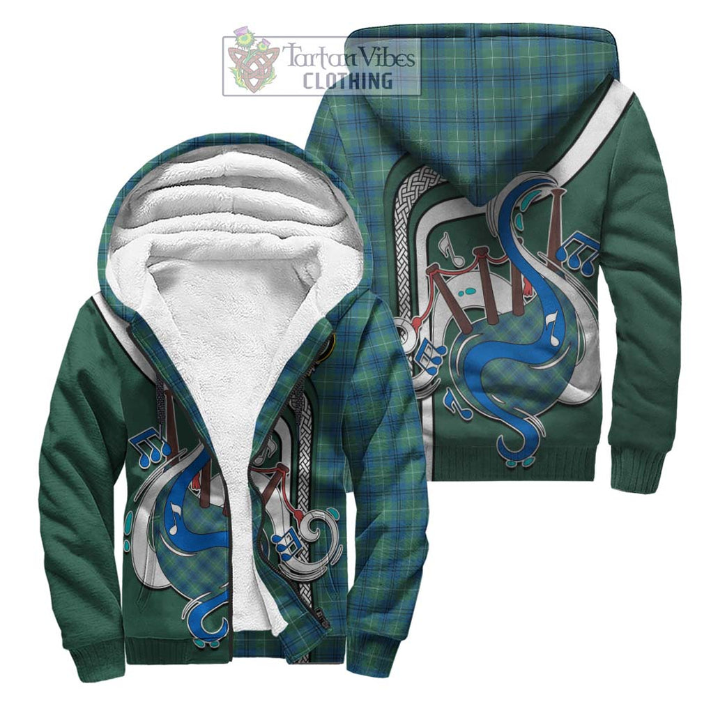 Oliphant Ancient Tartan Sherpa Hoodie with Epic Bagpipe Style Unisex S - Tartanvibesclothing Shop