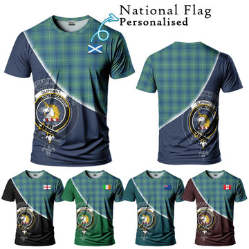 Oliphant Ancient Tartan T-Shirt with Personalised National Flag and Family Crest Half Style